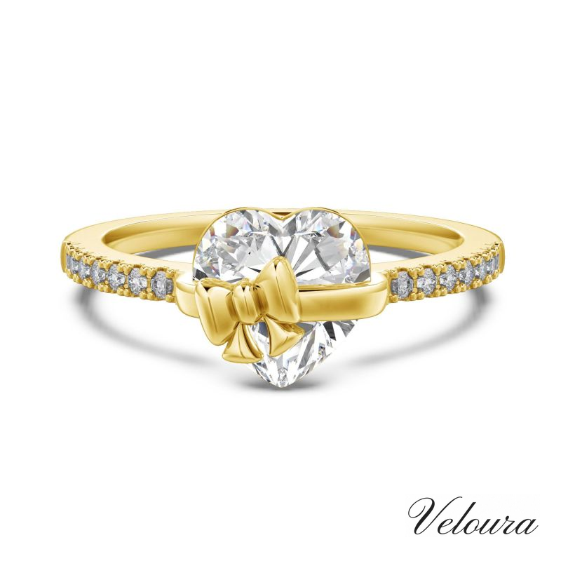 GOLD BOW HEART RING
