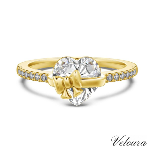 GOLD BOW HEART RING